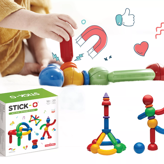 Stick-O 20 Peças Magnéticas | Constrói até 36 Modelos