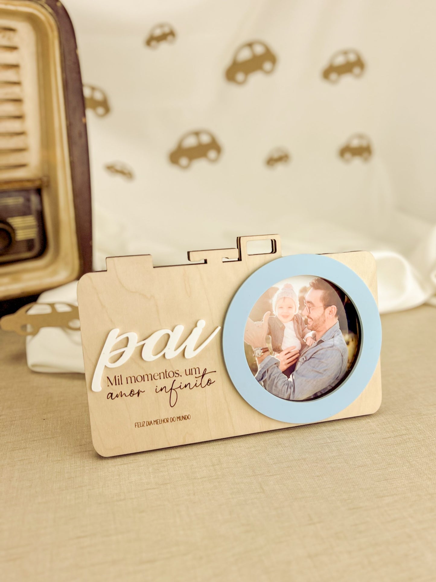Moldura Câmera Retro Personalizada com Foto Quadrada — Dia do Pai