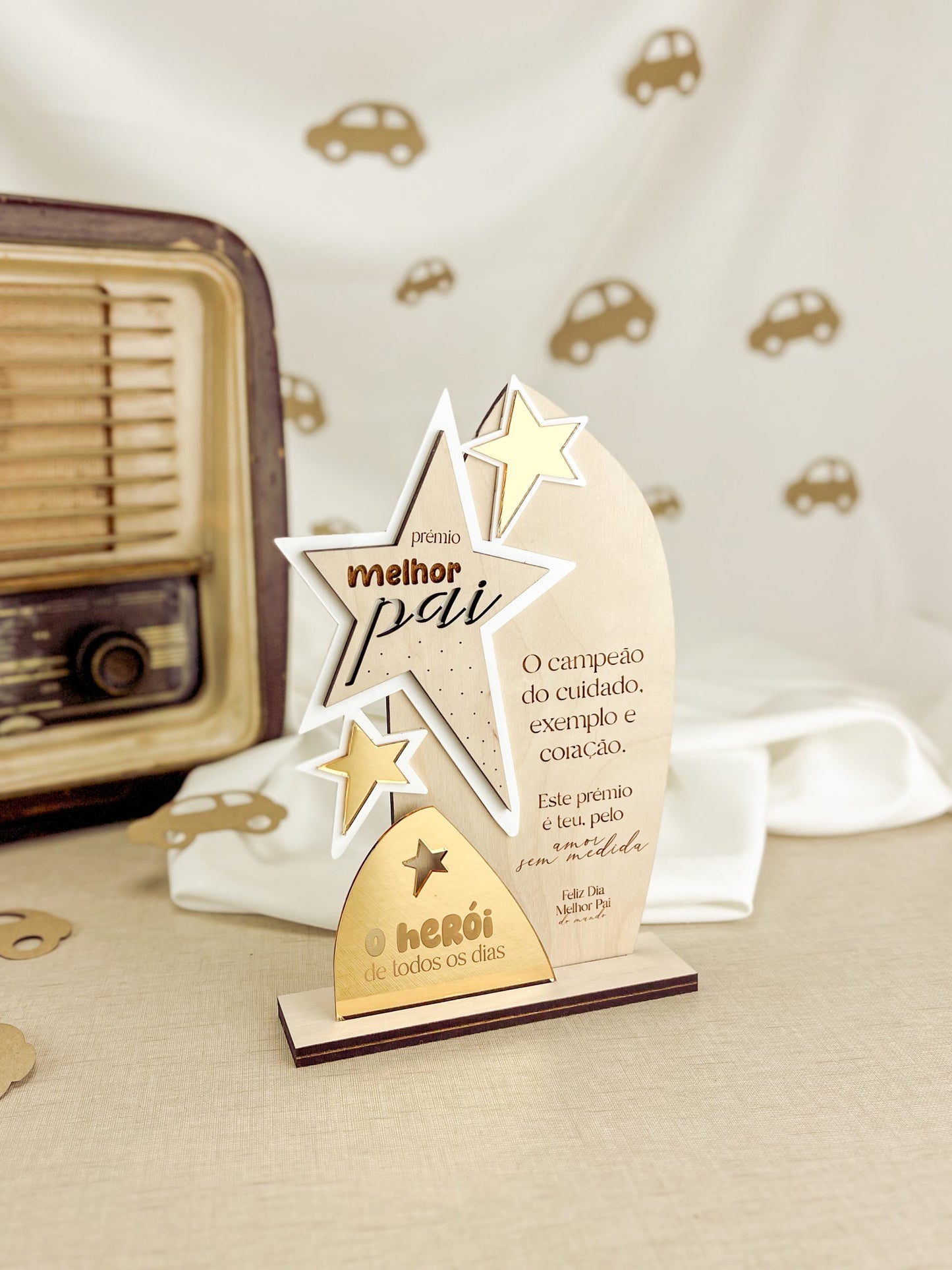 Troféu Personalizado com Mensagem Gravada — Dia do Pai