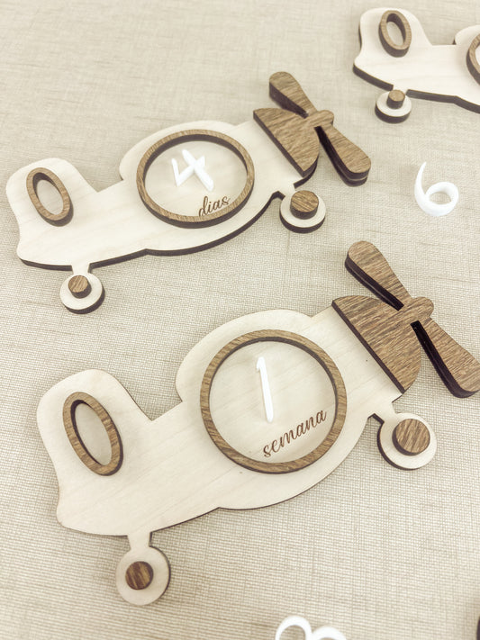 Conjunto de Placas Evolutivas — Tema Avião