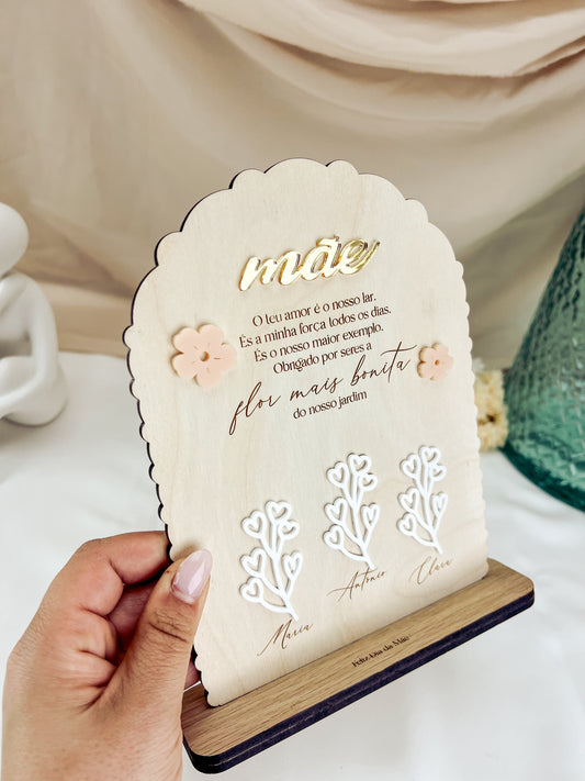 Placa Decorativa com Flores — Personalizada para a Mãe