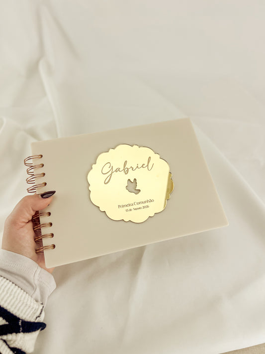 Livro de Honra para Batizado A5 Horizontal em Acrílico