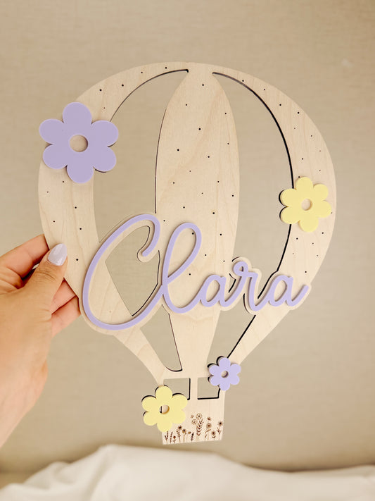 Placa Decorativa de Nascimento em Bétula — Tema Flores