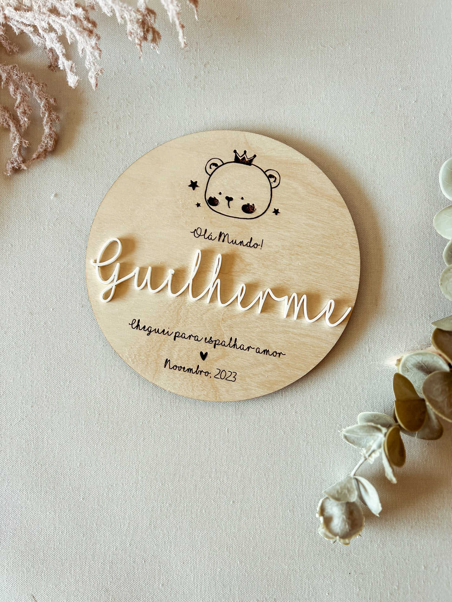 Placa Evolutiva de Nascimento do Bebé - Tema Urso