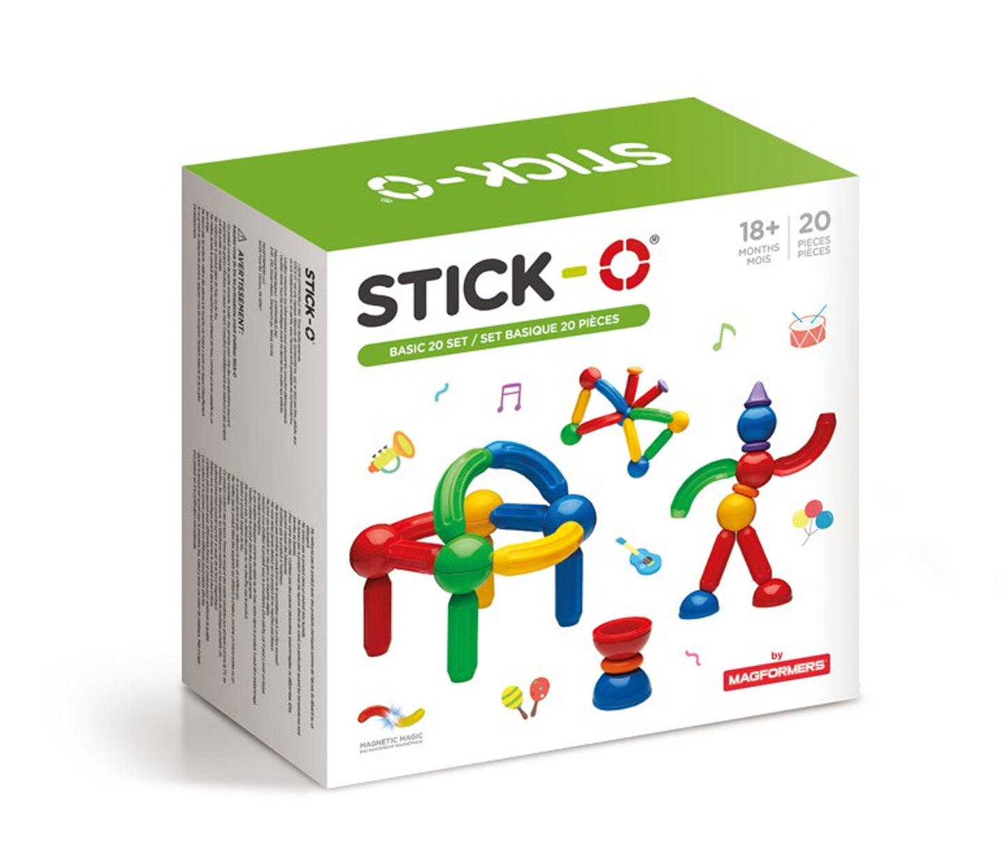 Stick-O 20 Peças Magnéticas | Constrói até 36 Modelos