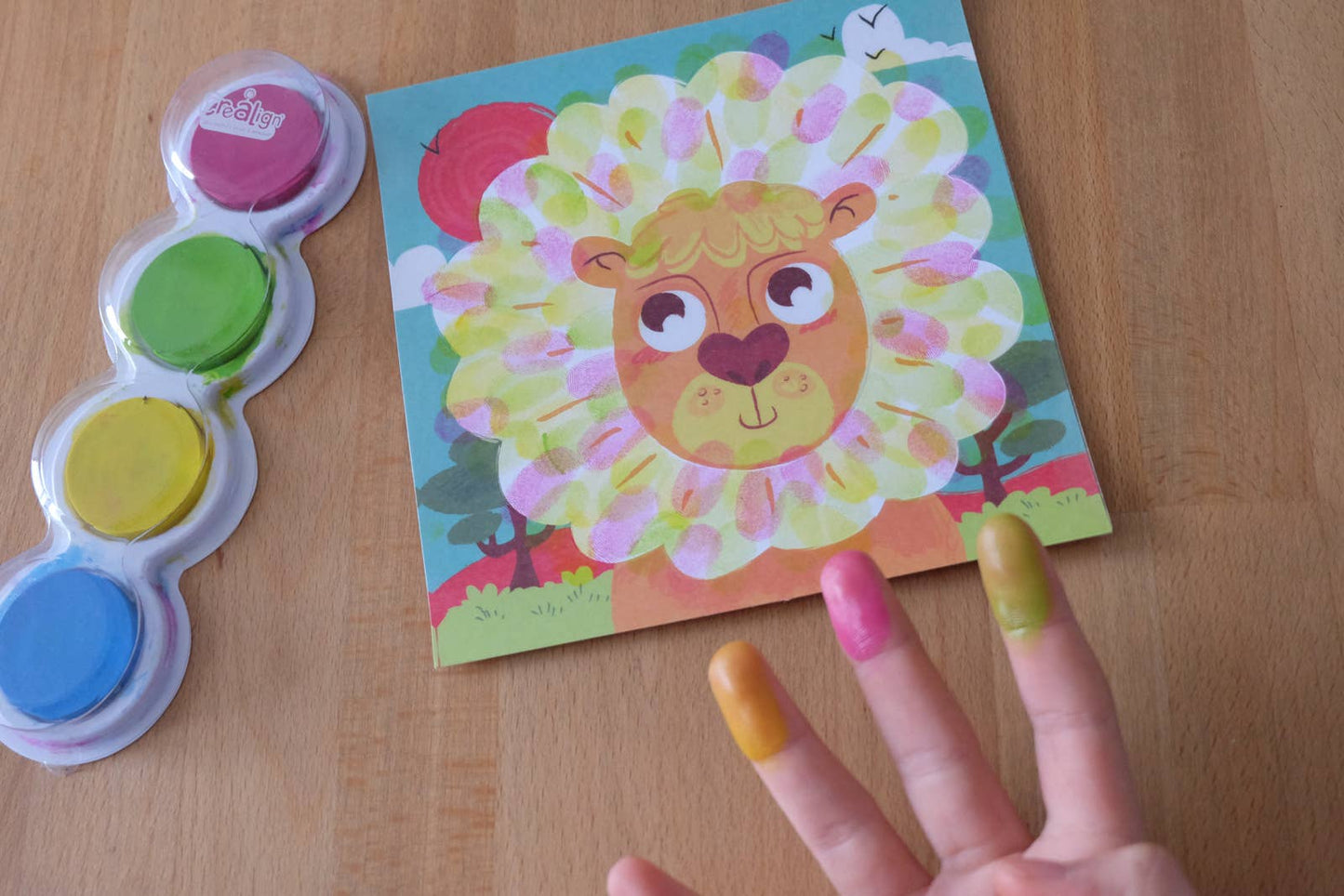 Kit Pintura a Dedo Animais Coloridos | Arte Sensorial para Crianças 3+