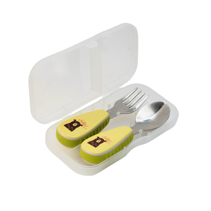 Talheres de Bebé em Inox com Estojo | Kit Garfo e Colher BLW