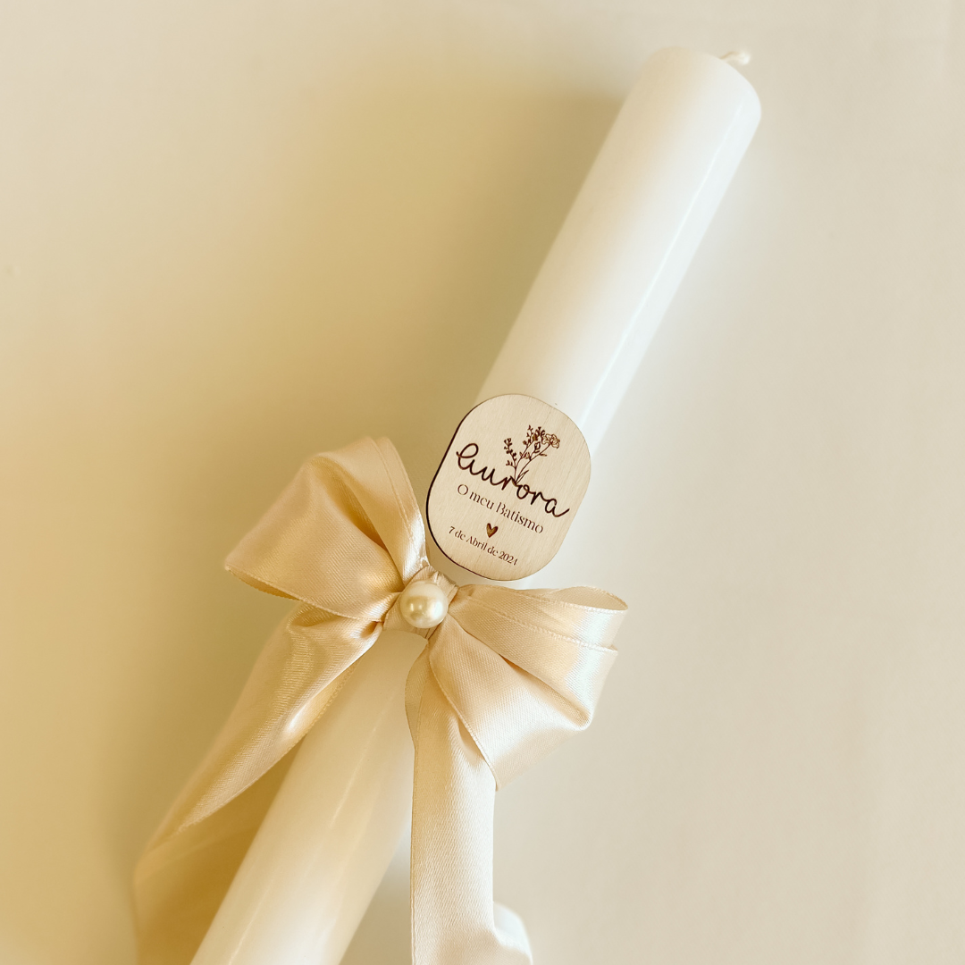 Conjunto de Batizado Completo | Vela Personalizada, Concha e Toalha