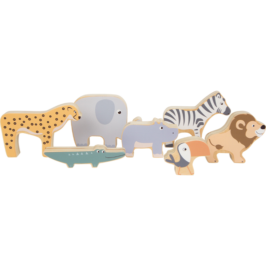 Jogo de Empilhar Animais da Savana em Madeira | Brinquedo Educativo 3+