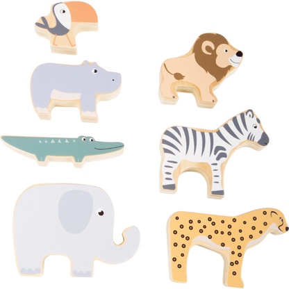 Jogo de Empilhar Animais da Savana em Madeira | Brinquedo Educativo 3+