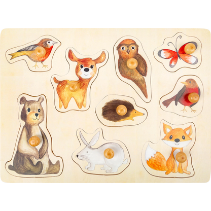 Conjunto Puzzle Animais da Floresta em Madeira | Bebé 18 Meses+