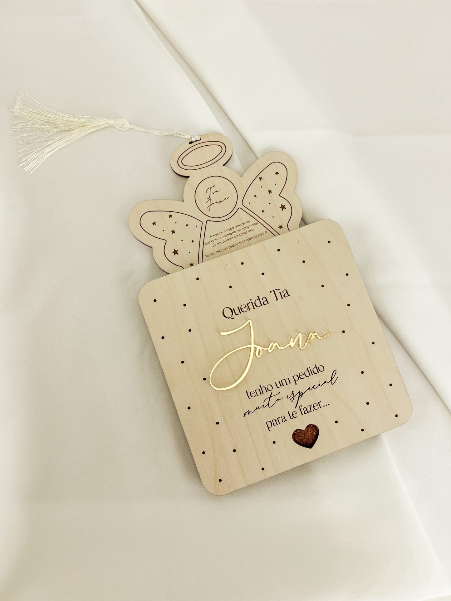 Convite para Madrinha em Madeira — Puxar Anjo Surpresa