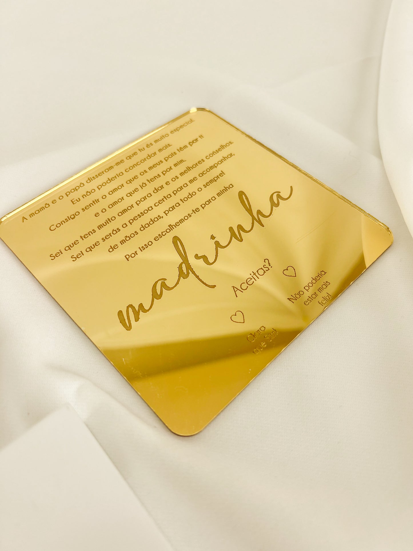 Caixa Convite para Madrinha — Mini Moldura Flor Dourada