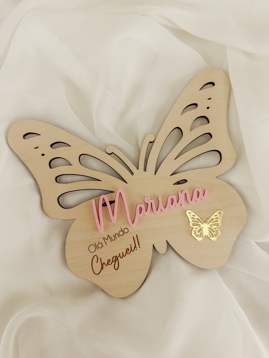 Placa de Nascimento  — Tema Borboleta