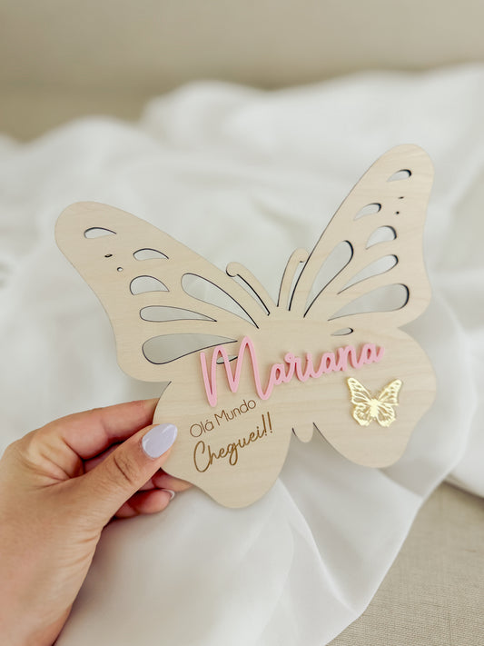 Placa de Nascimento  — Tema Borboleta