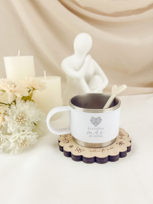 Chávena de Café com Base em Madeira — Set Personalizado
