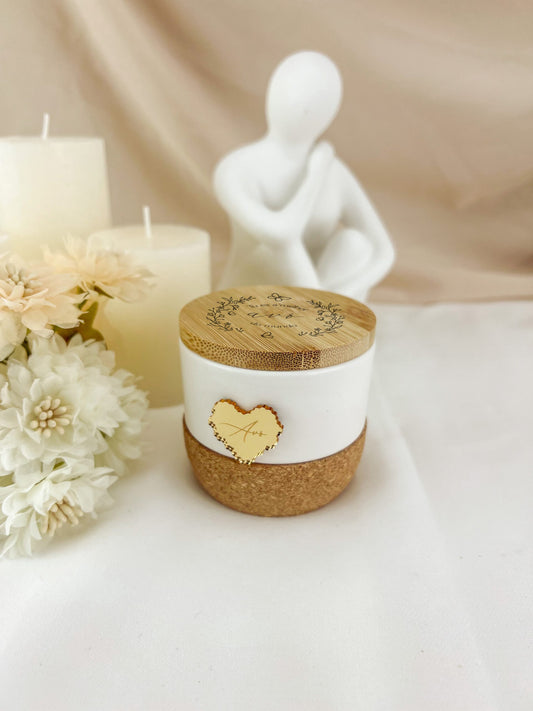 Vela Aromática com Base de Cortiça — Presente para a Mãe