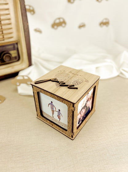 Cubo Fotográfico Personalizado para o Pai em Carvalho e Sucupira