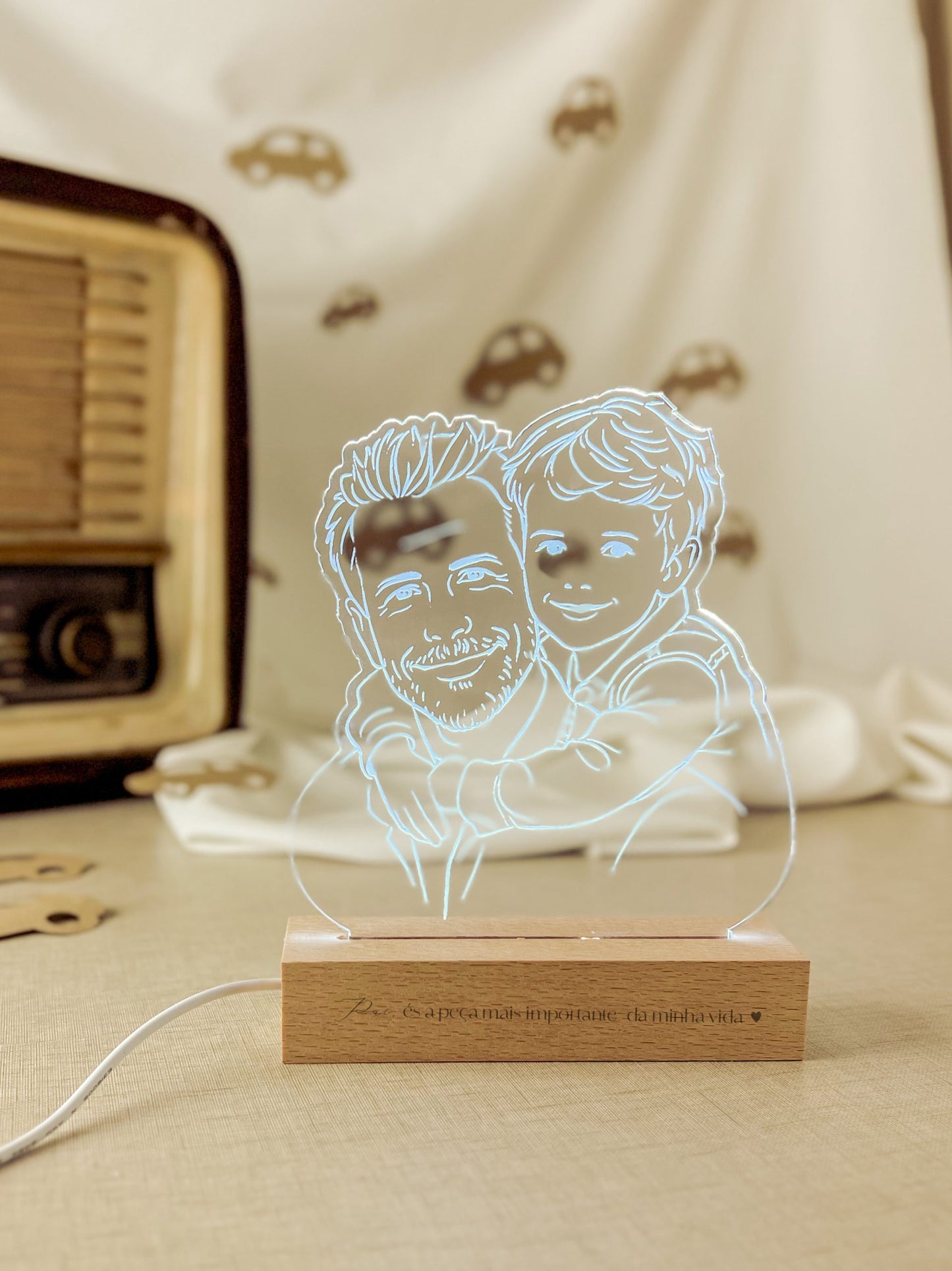 Candeeiro Personalizado com Fotografia e Mensagem | Dia do Pai