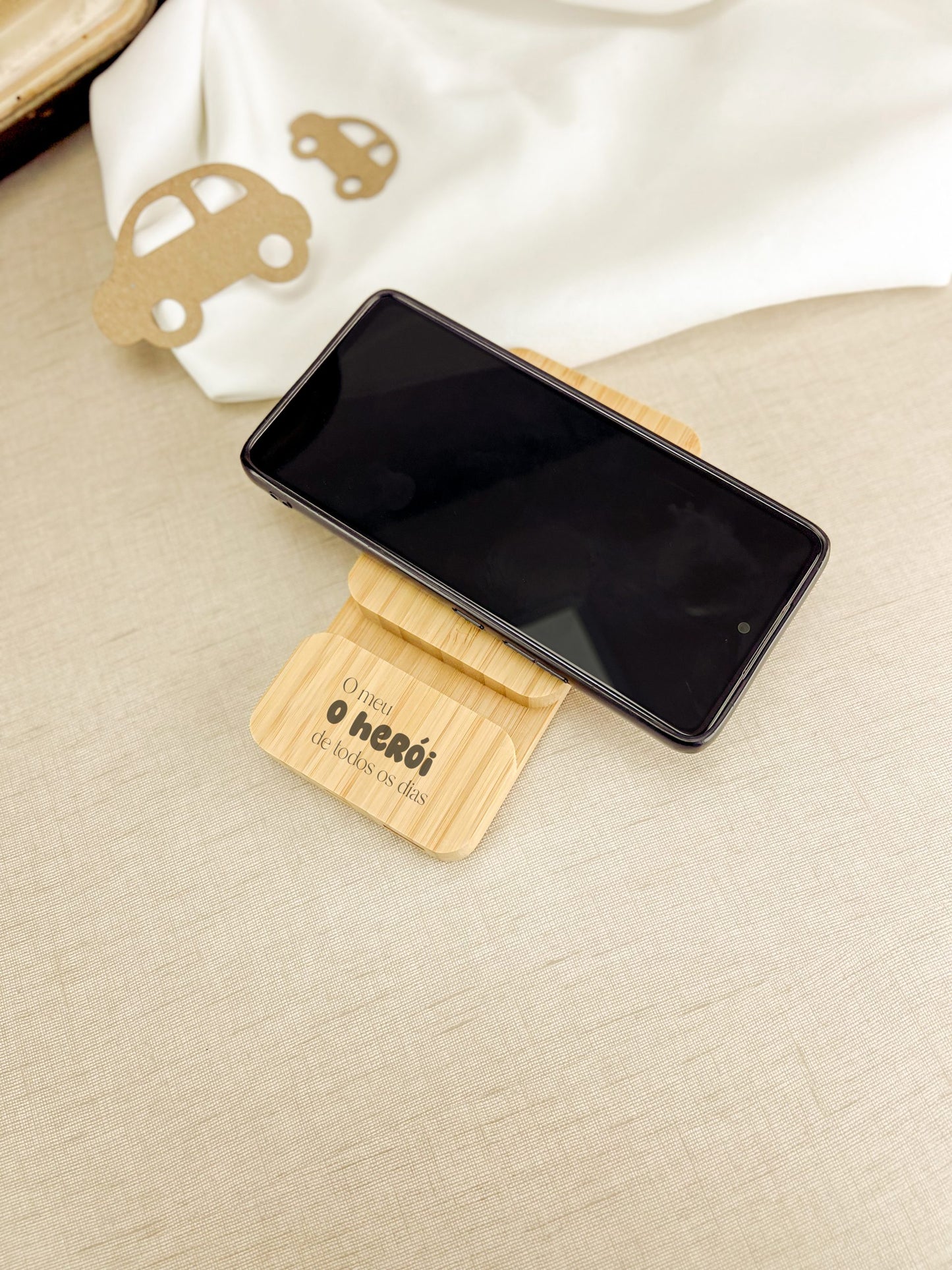Power Bank Sem Fios Personalizado para o Dia do Pai em Bambu — 5000mAh