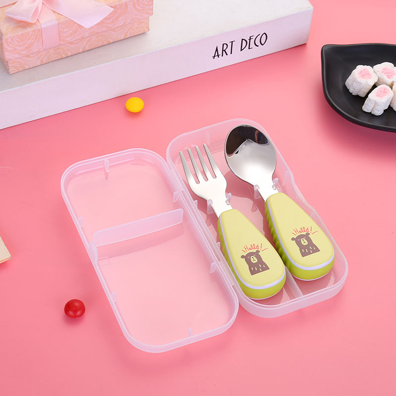 Talheres de Bebé em Inox com Estojo | Kit Garfo e Colher BLW