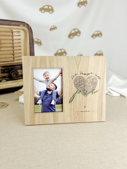 Moldura com Detalhe Verde Personalizada com Fotografia | Dia do Pai