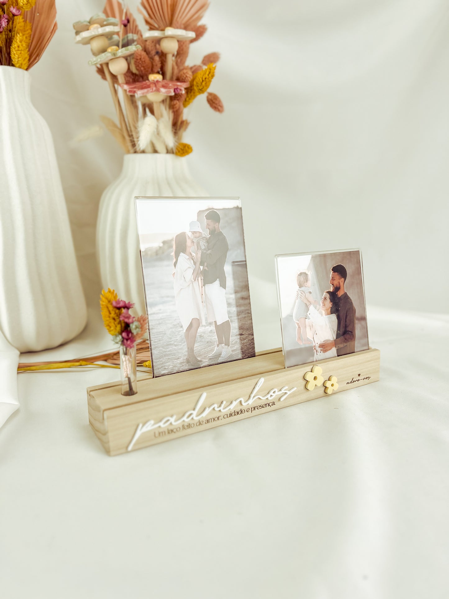 Porta Retratos para Padrinhos com Difusor e Duas Fotografias