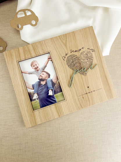 Moldura com Detalhe Verde Personalizada com Fotografia | Dia do Pai