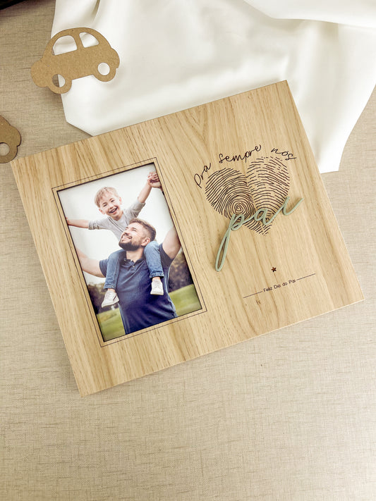 Moldura com Detalhe Verde Personalizada com Fotografia | Dia do Pai