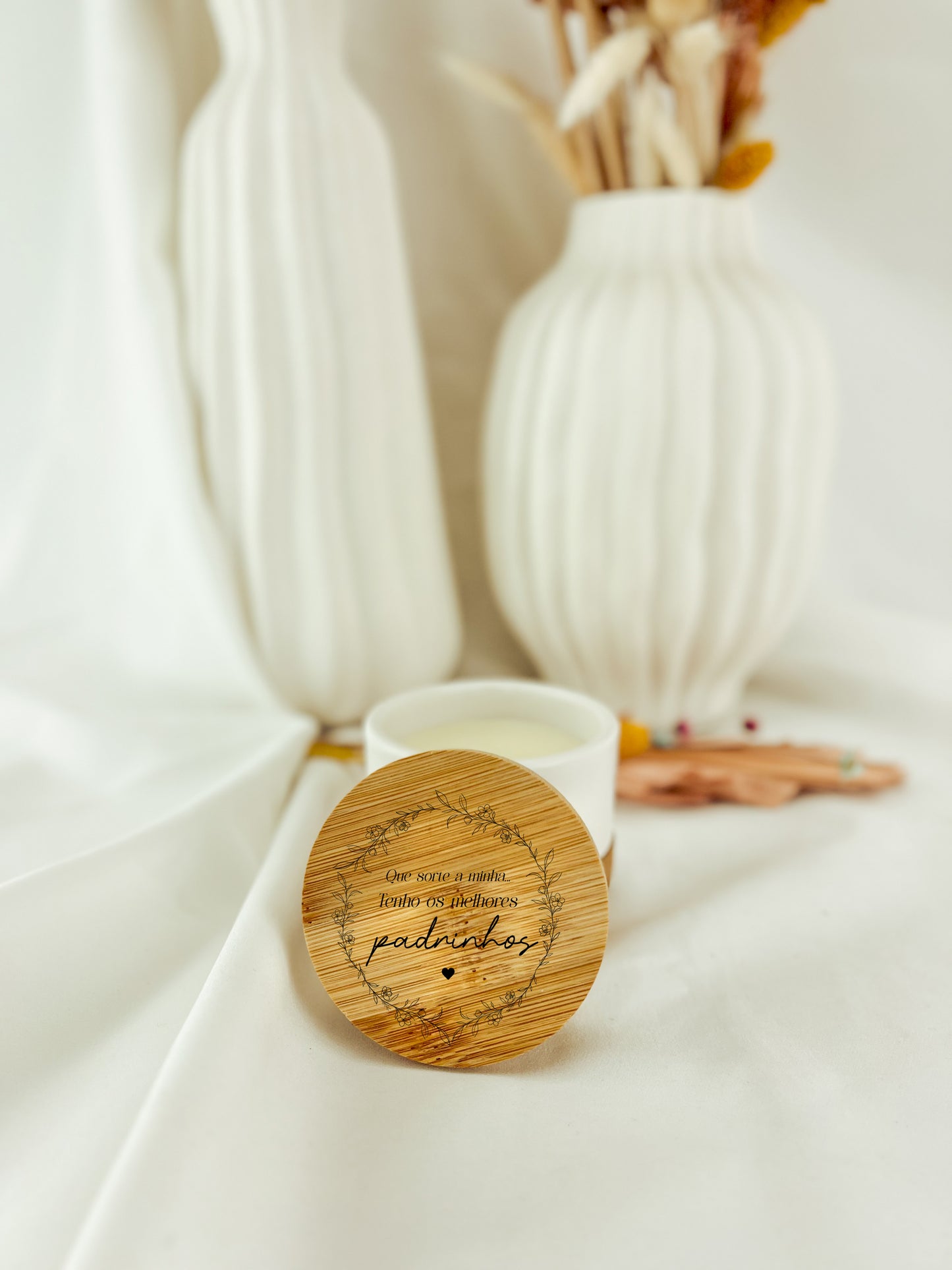 Vela Aromática com Base de Cortiça — Presente para Padrinhos