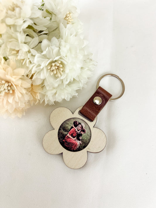 Porta Chaves com Flor e Fotografia em Bétula