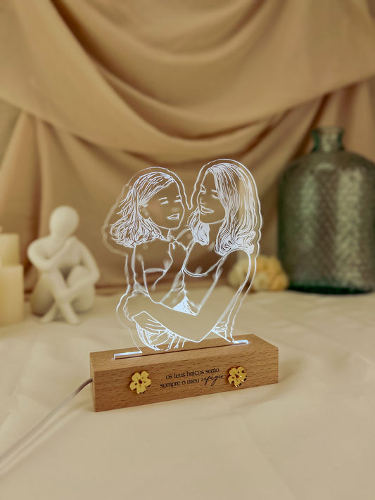 Candeeiro LED com Flores Douradas - Dia da Mãe