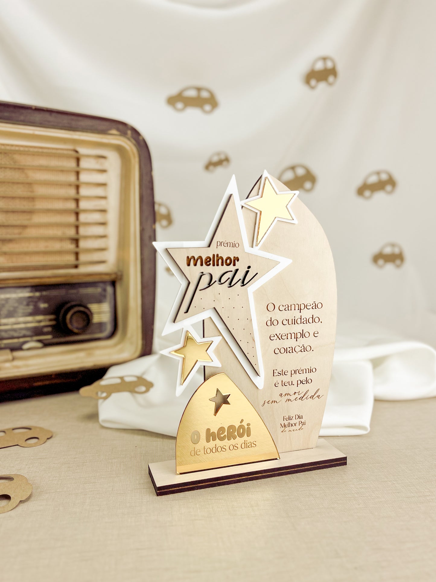 Troféu Personalizado para o Dia do Pai com Mensagem Gravada