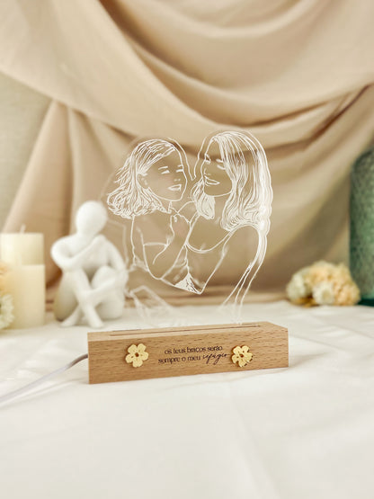 Candeeiro LED com Flores Douradas - Dia da Mãe