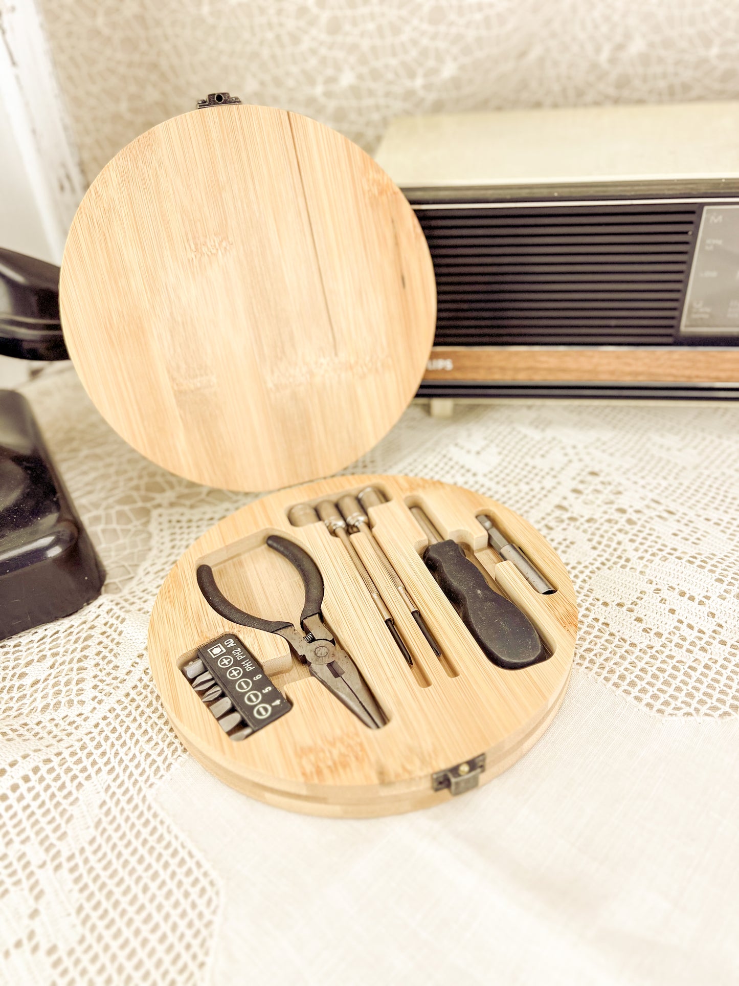 Kit de Ferramentas em Bambu para Avô | 15 Acessórios Personalizados