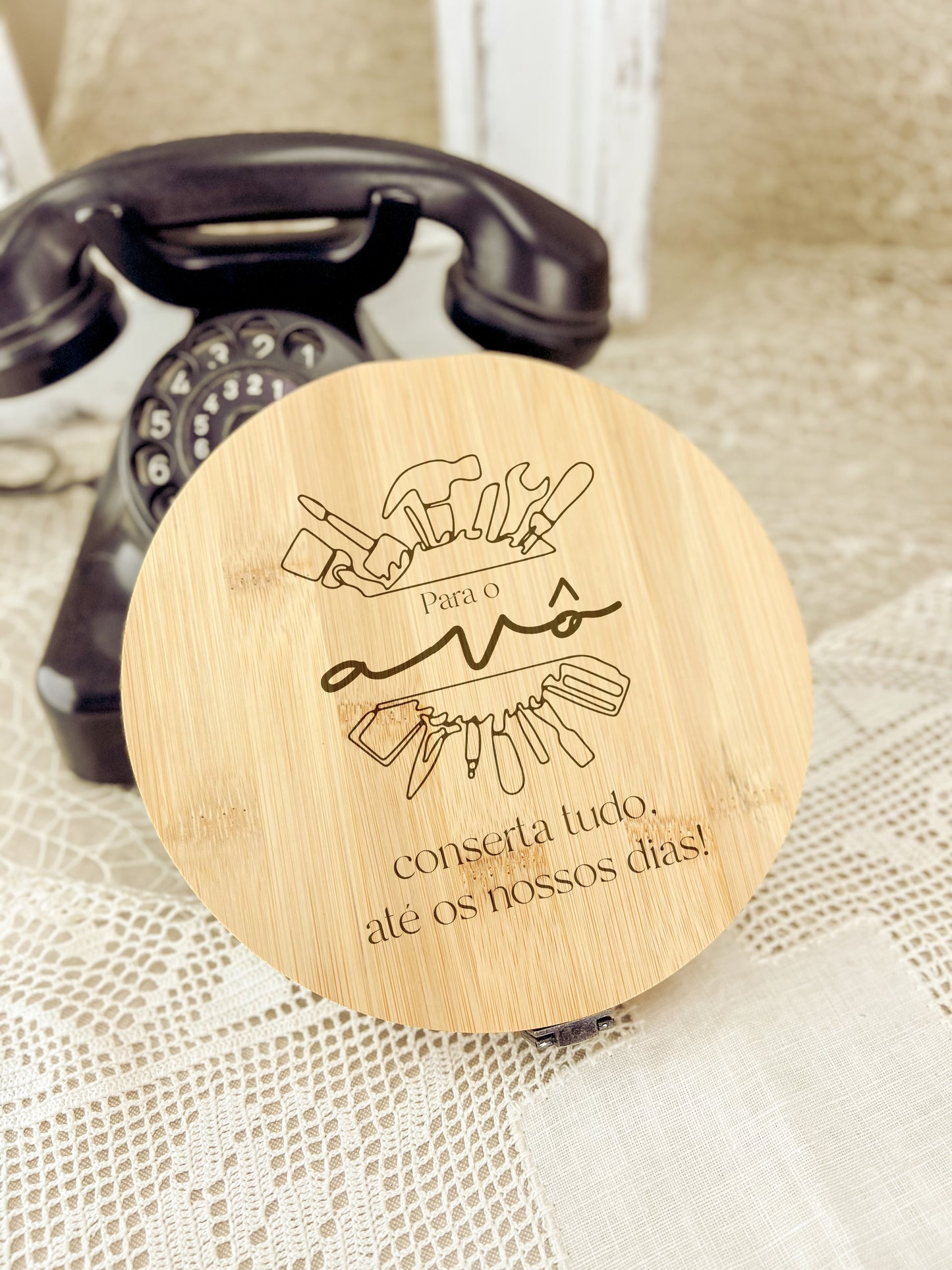 Kit de Ferramentas em Bambu para Avô | 15 Acessórios Personalizados
