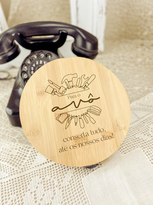 Kit de Ferramentas em Bambu para Avô | 15 Acessórios Personalizados