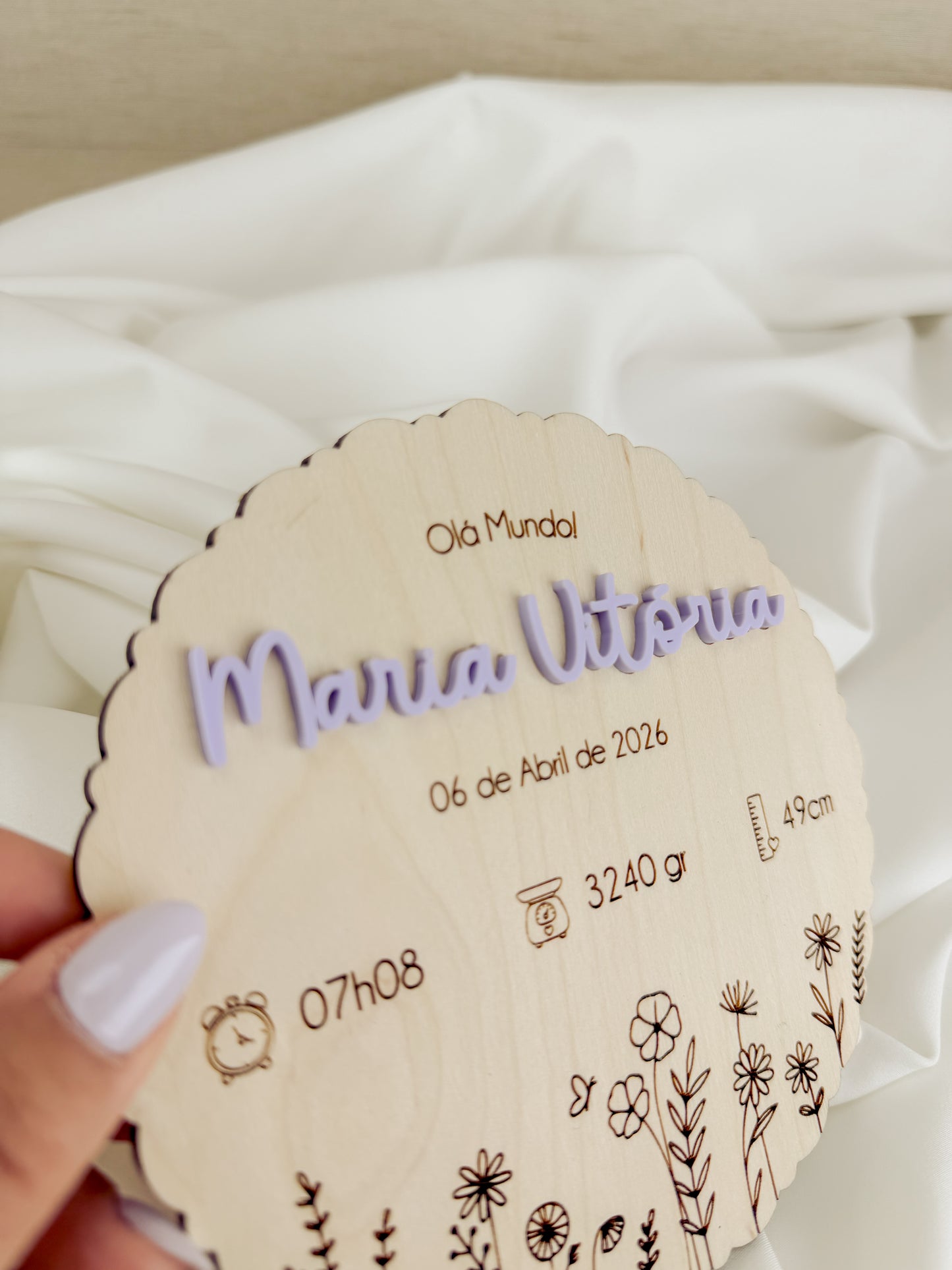 Placa de Nascimento em Bétula — Flores