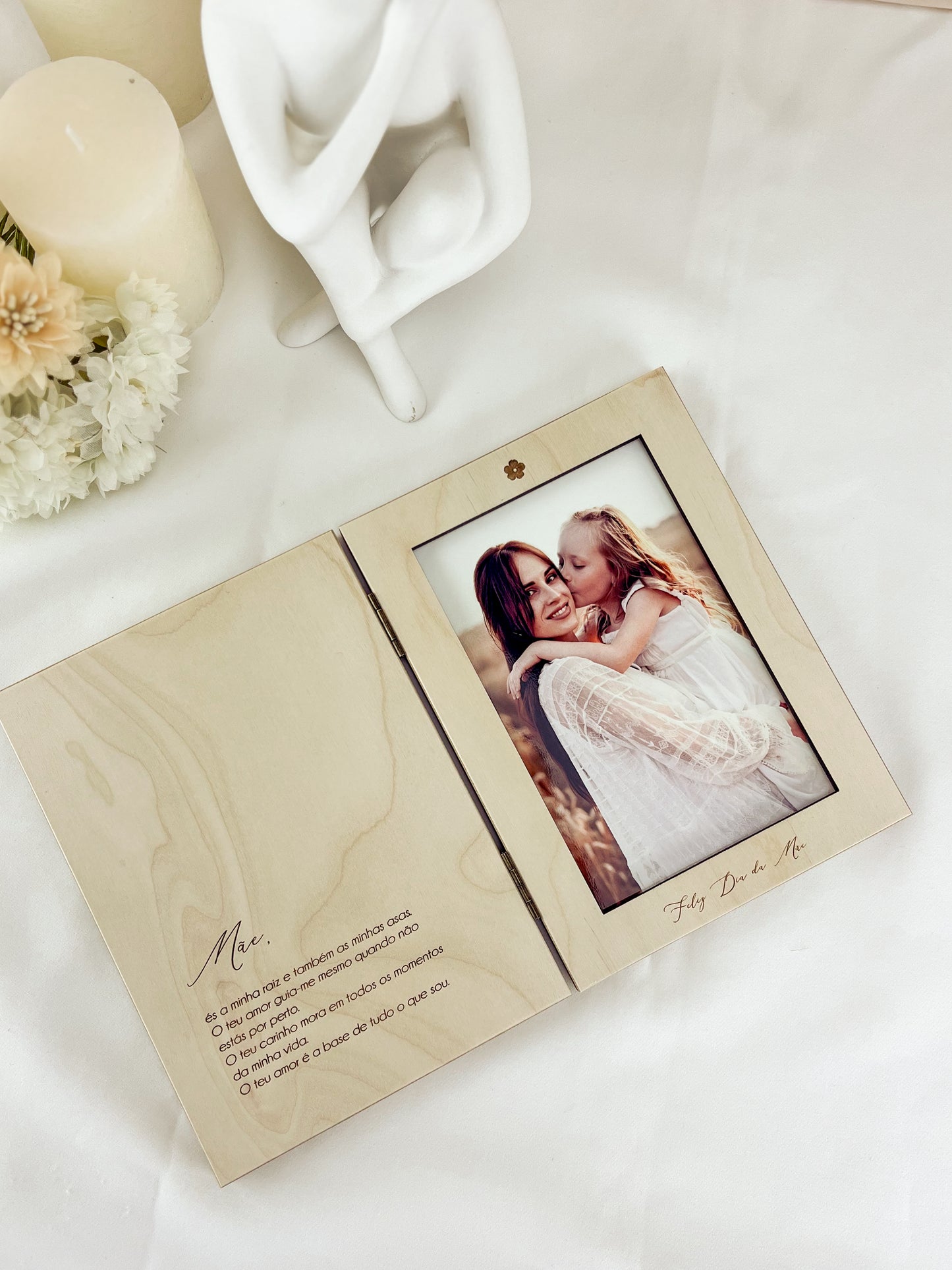 Moldura Livro Personalizada para a Mãe — Bétula com Mensagem Gravada