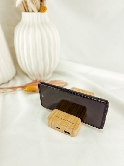 Power Bank em Bambu 5000 mAh sem Fios