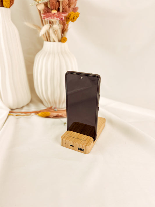 Power Bank em Bambu 5000 mAh sem Fios