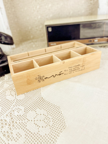 Caixa de Chá em Bambu para Avó | Presente Delicado e Personalizado
