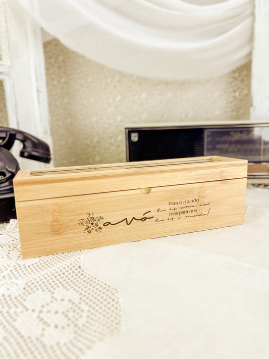 Caixa de Chá em Bambu para Avó | Presente Delicado e Personalizado