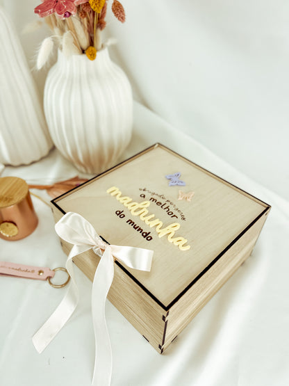 Kit Presente Madrinha — Caixa com Vela, Mini Moldura e Porta-Chaves