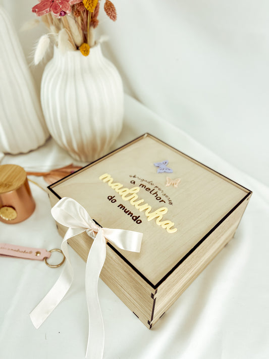 Kit Presente Madrinha — Caixa com Vela, Mini Moldura e Porta-Chaves