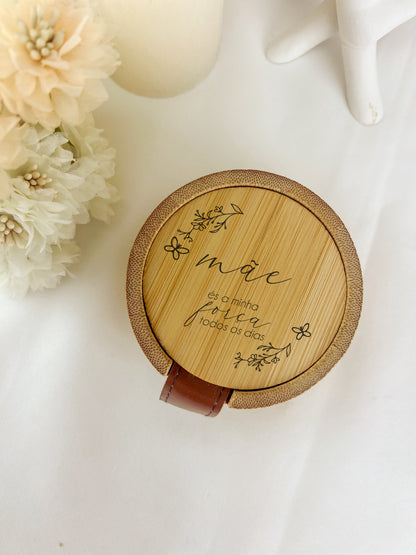 Mini Guarda-Jóias em Bambu com Espelho — Personalizado