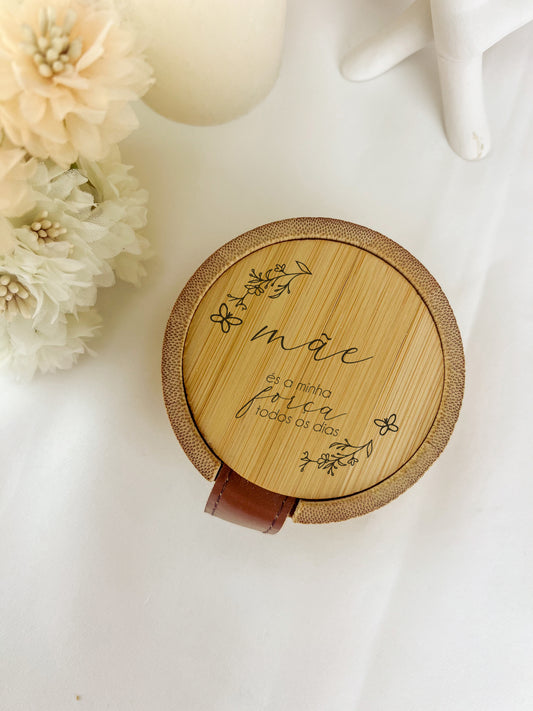 Mini Guarda-Jóias em Bambu com Espelho — Personalizado