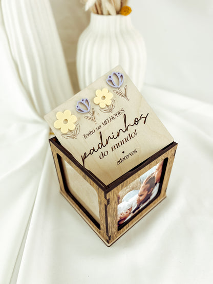 Cubo Fotográfico para Padrinhos com Mensagem de Agradecimento