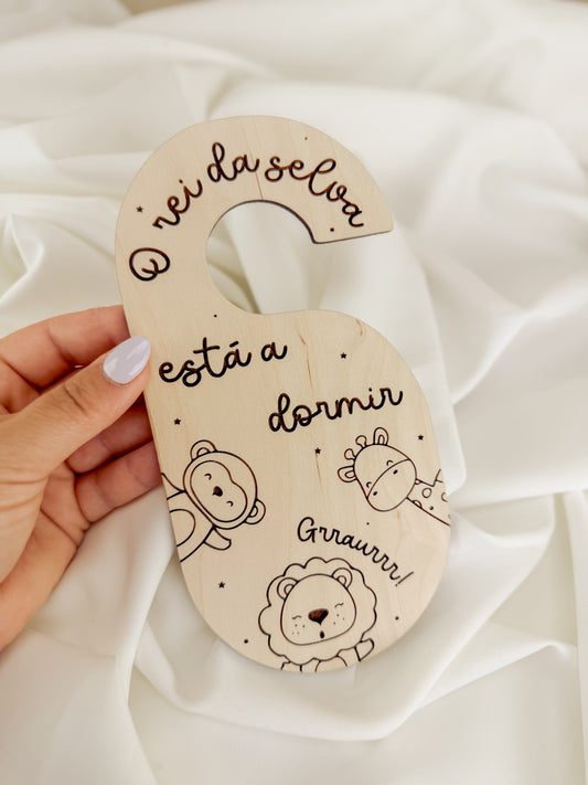 Placa para Puxador do Quarto do Bebé em Bétula — Animais