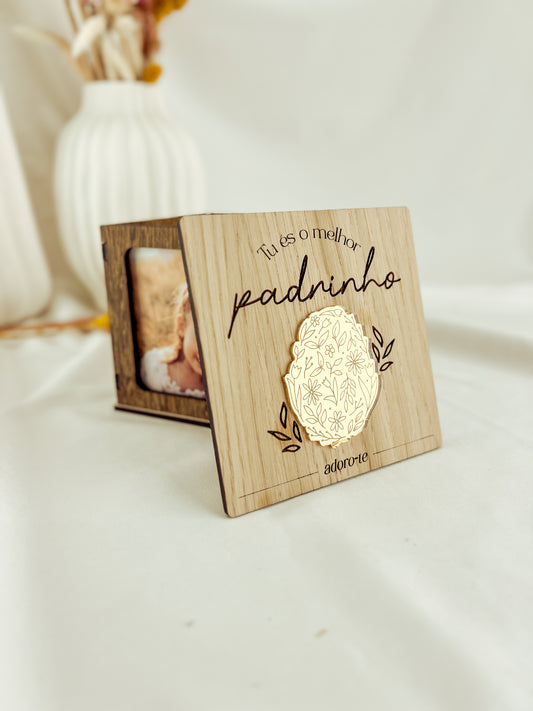 Cubo Fotográfico para Padrinho com Ovo Dourado | Edição Premium